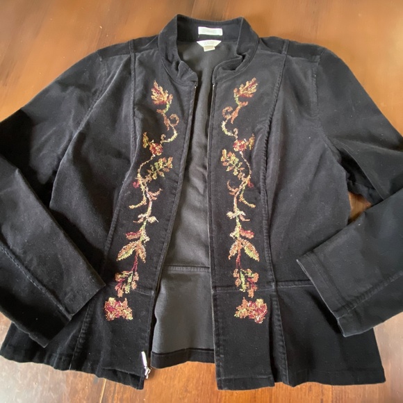 Christopher & Banks Other Fine Wale Corduroy Jacket Wcross Stitched Design Poshmark